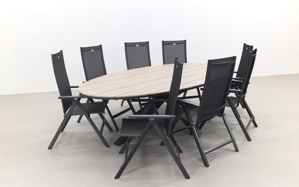 Hartman Napoli Xerix / GI Edison 280x140 cm. tafel - ovale verstelbare tuinset