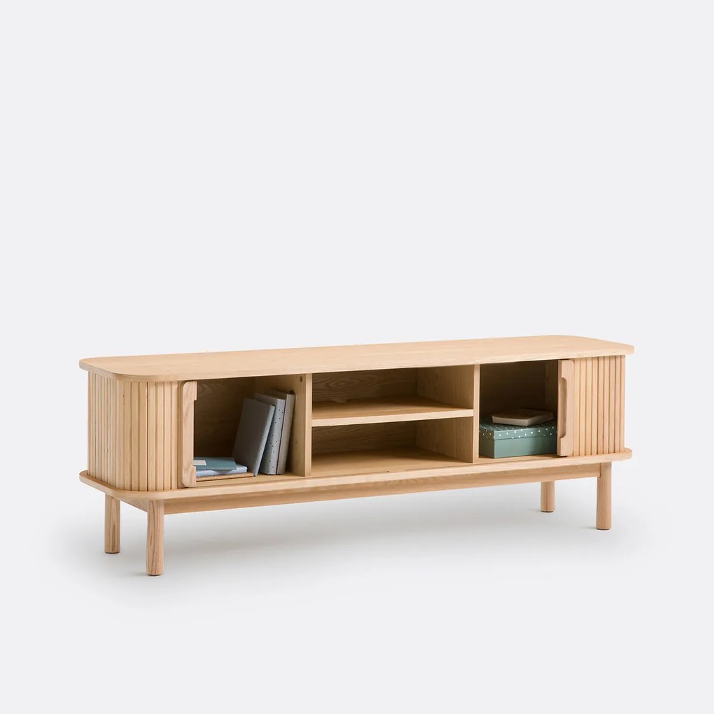 Essen en gefineerd tv-meubel, 2 schuifdeuren, breedte 160 cm, WAPONG