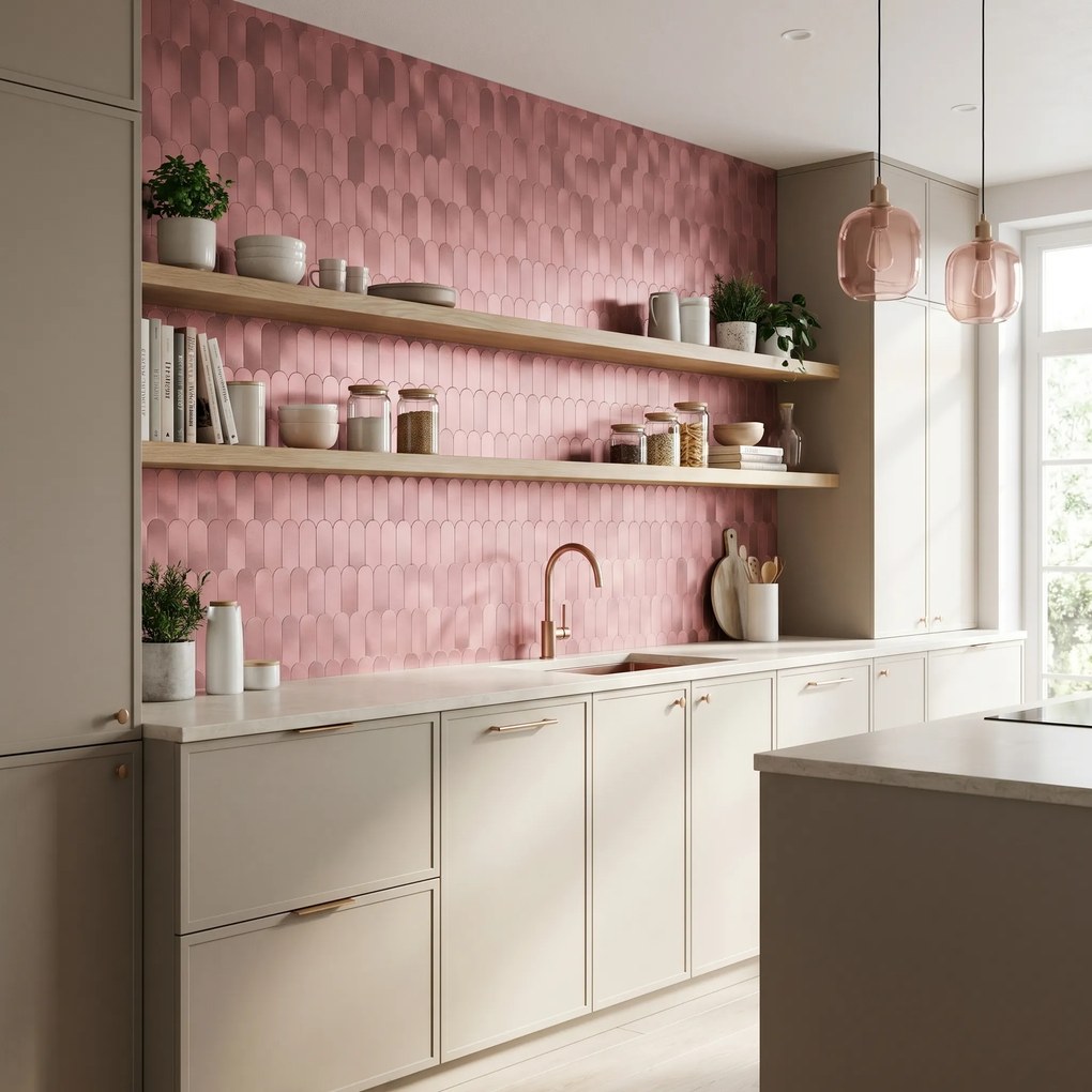 Zelfklevende Mozaïektegels Metaal | Arch Roze | 28,8×29,8 cm | Keuken, Bad & WC