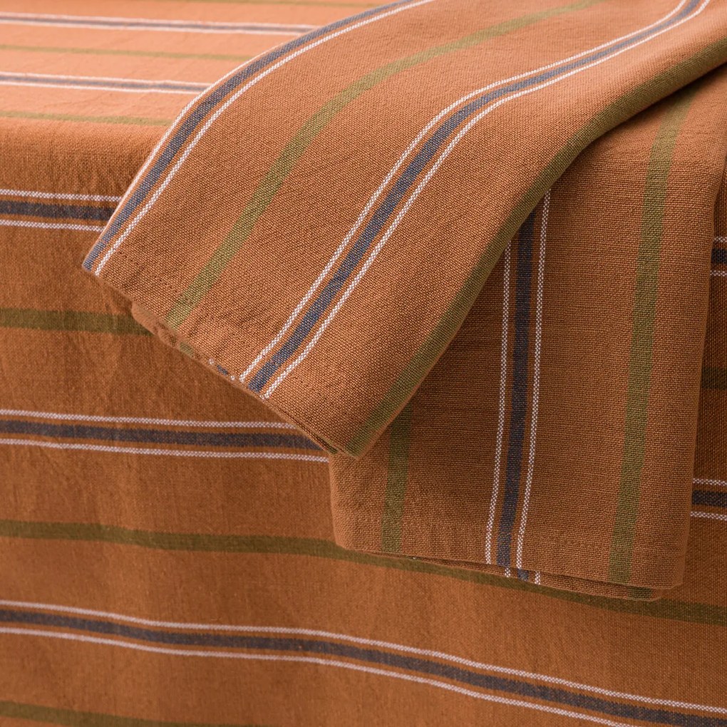 Gestreept tafelkleed in geverfd-geweven katoen, Hortense