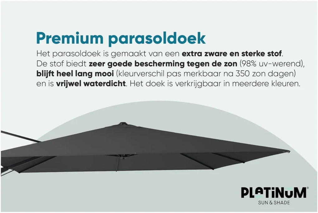 Platinum Challenger Zweefparasol T2 premium - 3x3 m. Champagne - Sandstone