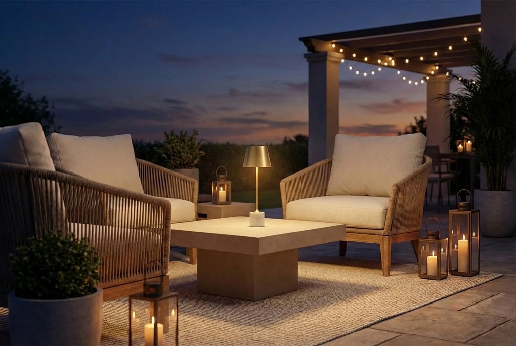 Moderne Tafellamp Goud Incl. LED Dimbaar IP Oplaadbaar - Topi Taupe