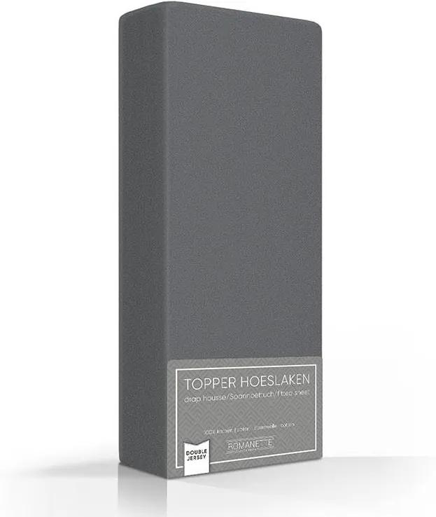 Romanette Luxe Dubbel Jersey Topper Hoeslaken - Antraciet 80/90/100 x 200/210/220 cm