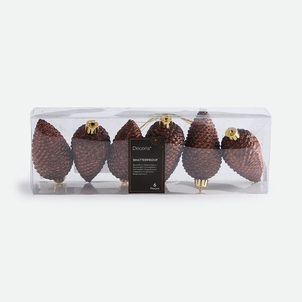 Set van 6 kerstdennenappels om op te hangen, CASPAR