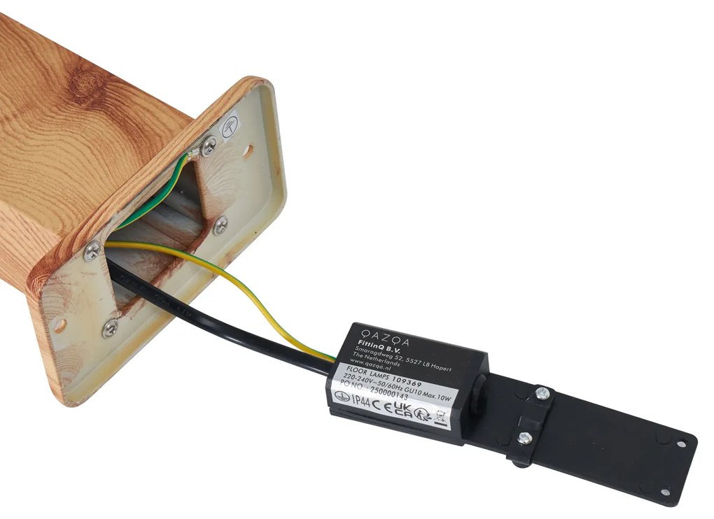 Moderne staande buitenlamp aluminium met hout print 65cm IP44 - Baleno