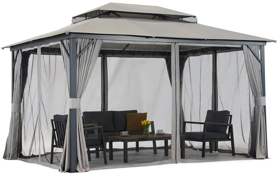 Tuinpaviljoen met klamboe en gordijnen Murcia 3x4 antraciet Tuinpunt