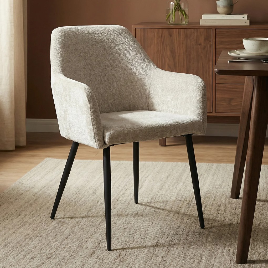 Beige Eetkamerstoel Met Armleuningen