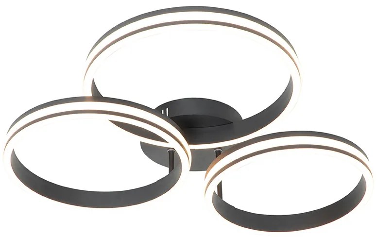 Plafondlamp zwart incl. LED 3-staps dimbaar 3-lichts - Navara