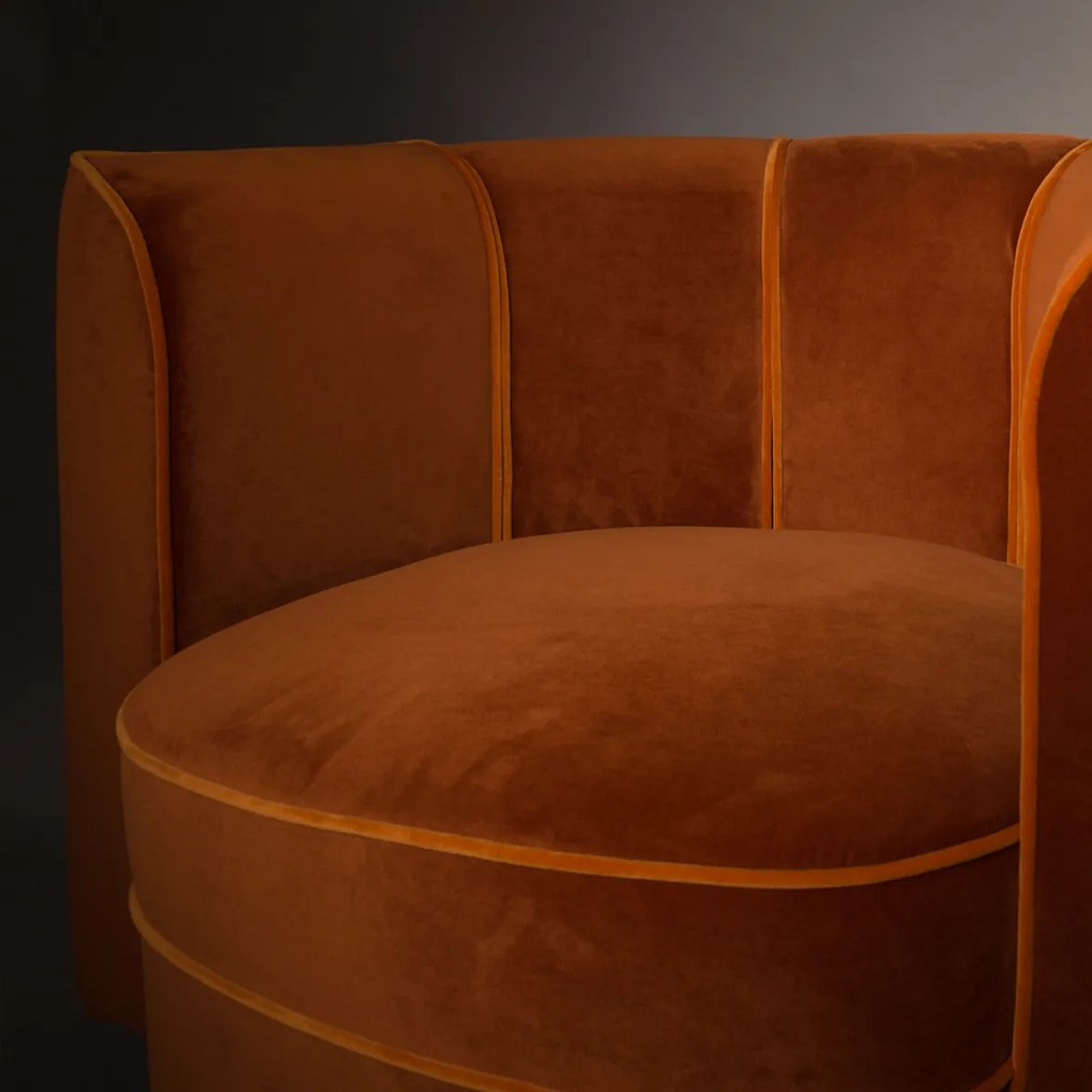 Dutchbone Flower Draaifauteuil Oranje Fluweel