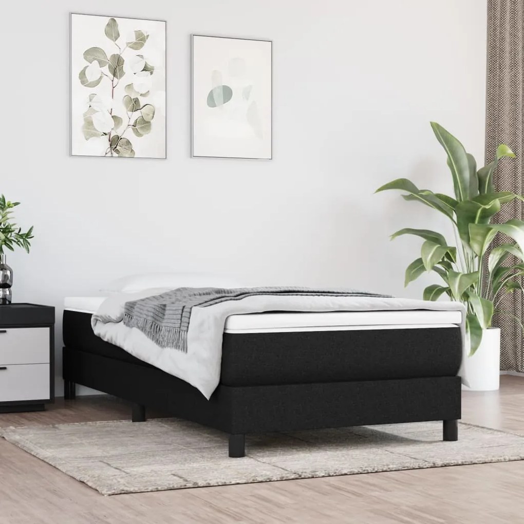vidaXL Bedframe zonder matras 90x200 cm stof zwart