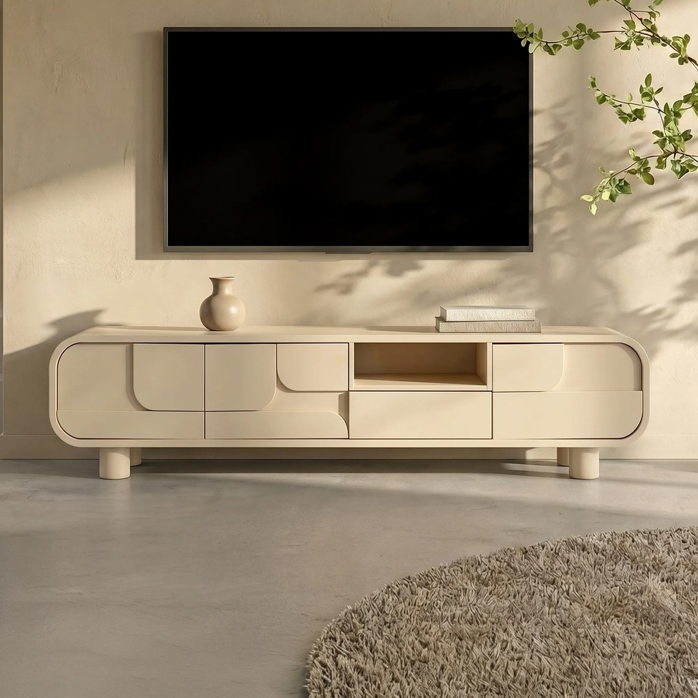Beige Tv-meubel Organisch 210 Cm - 210x40x45cm.