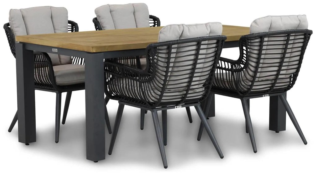 Tuinset 4 personen 180 cm Wicker/Aluminium/Aluminium/wicker Zwart Coco Azzano/Veneto