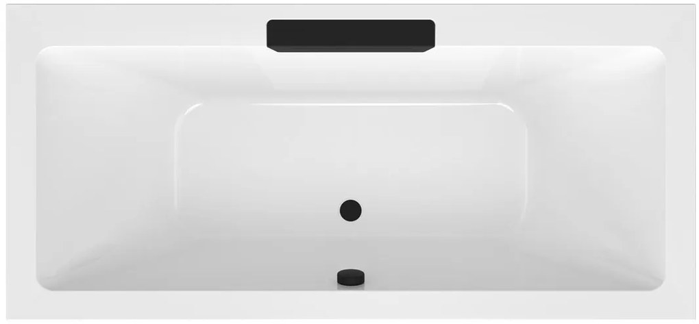 Polysan Monolith Cascata half vrijstaand bad met zwarte waterval uitloop 185x85cm