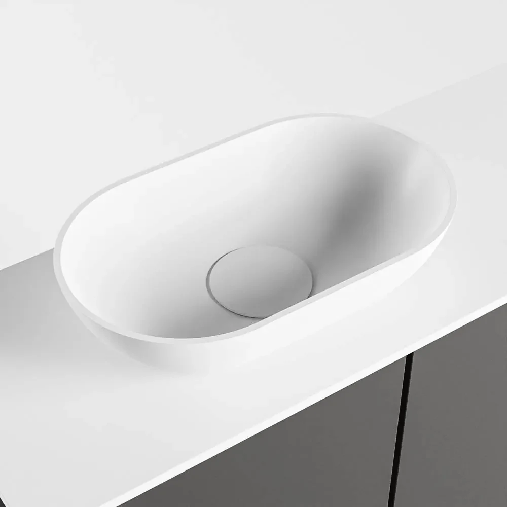 Mondiaz Fowy toiletmeubel 60cm dark grey met witte waskom links zonder kraangat