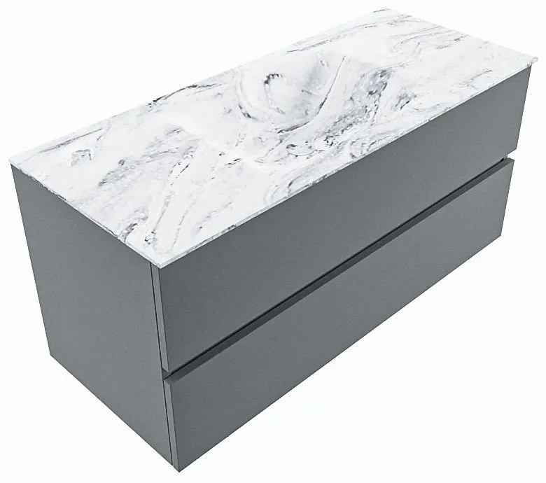 Mondiaz Vica DLux badmeubel 110cm plata 2 lades met wastafel glace midden zonder kraangat