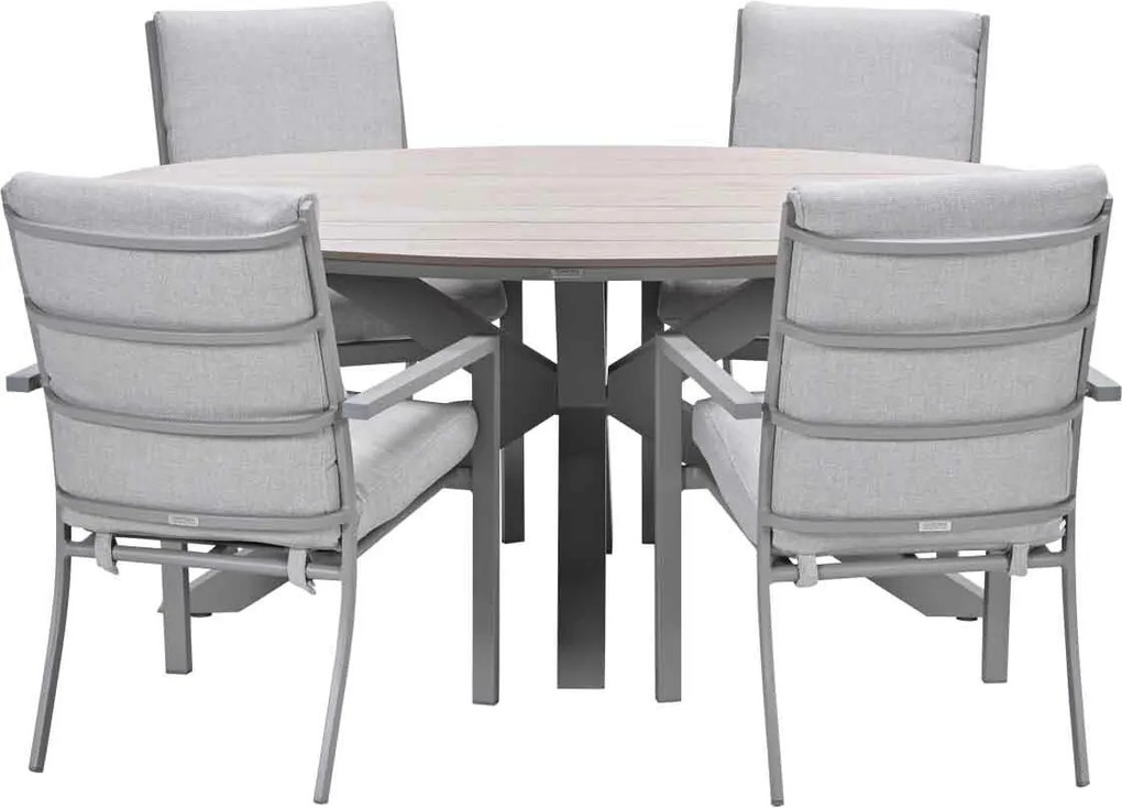 Garden Impressions Senja tuinset 5-delig valley sand - Tulli tuintafel 180x115 cm - light teak vironwood