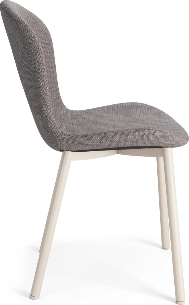 FIORA Lichtgrijs taupe (stof Basel 34) / beige frame - MODERNE GESTOFFEERDE STOEL VOOR WOONKAMER/EETKAMER LOFT