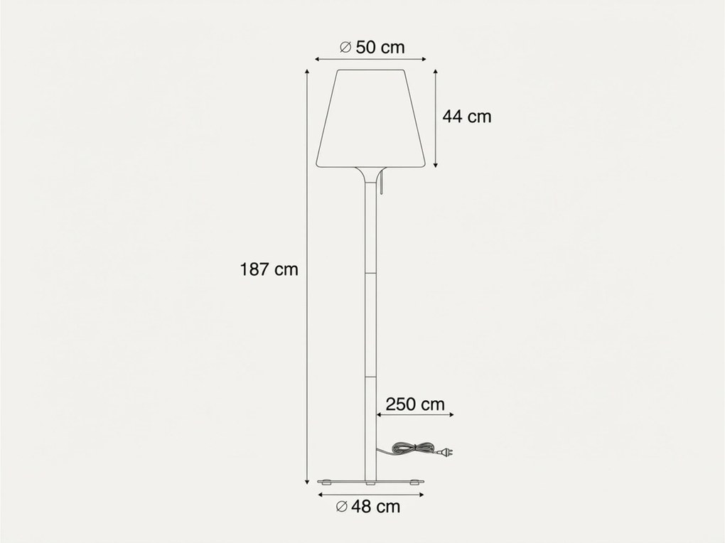 Moderne Buiten Vloerlamp Zwart Met Witte Kap IP - Big Virginia Zwart