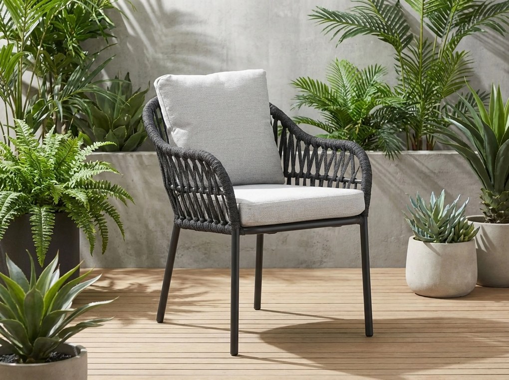 Tuinset Ronde Tuintafel 6 personen 160 cm Aluminium/rope Grijs  Coco Puerto/Rockville