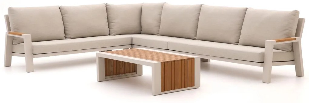 Hoek loungeset Bellagio  | 6 personen | Loungeset Beige/Wit | Hoekbank Aluminium | 375x284cm | Kees Smit Tuinmeubelen