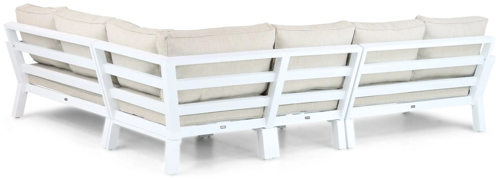 Hoek loungeset 6 personen Aluminium/Polywood (teakfinish) Wit Lifestyle Garden Furniture Bilbao