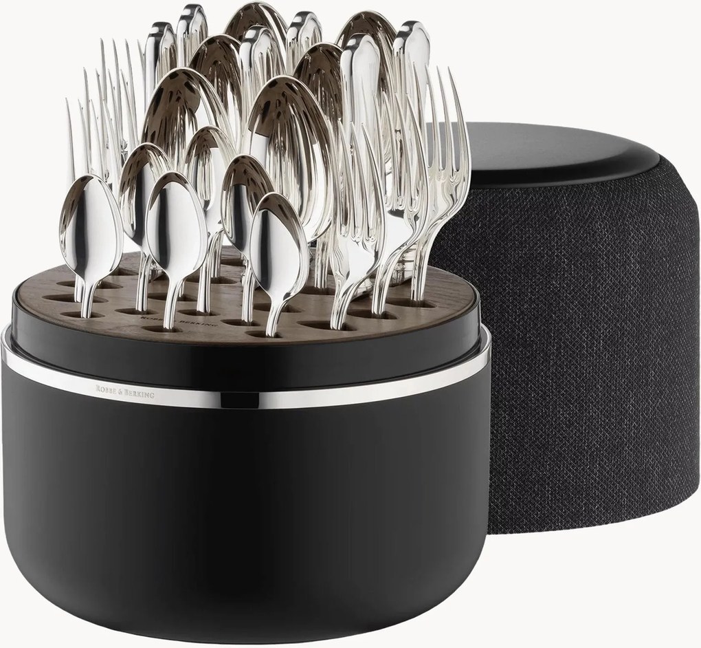 Handgemaakte hoogglans bestekset Alt-Chippendale met kistje, 6 personen, 24-delig