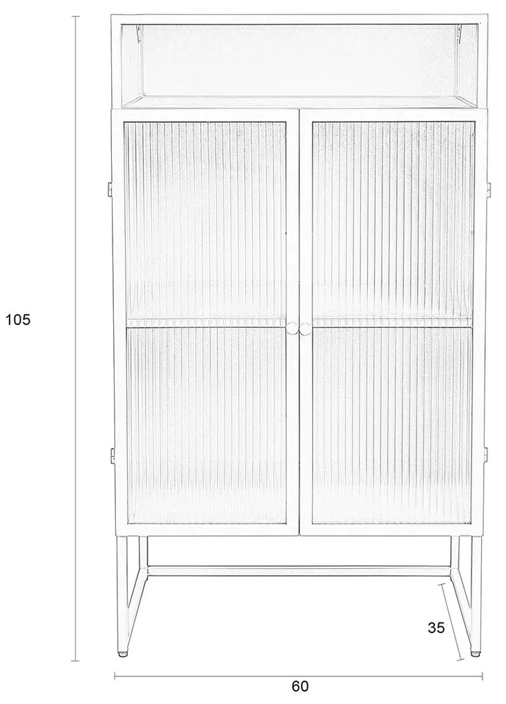 Lichtgroene Kast Met Ribbelglas - 60x35x105cm.