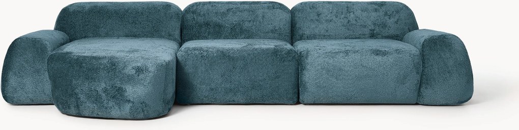 Modulaire teddy-bouclé hoekbank Wolke (4-zits)