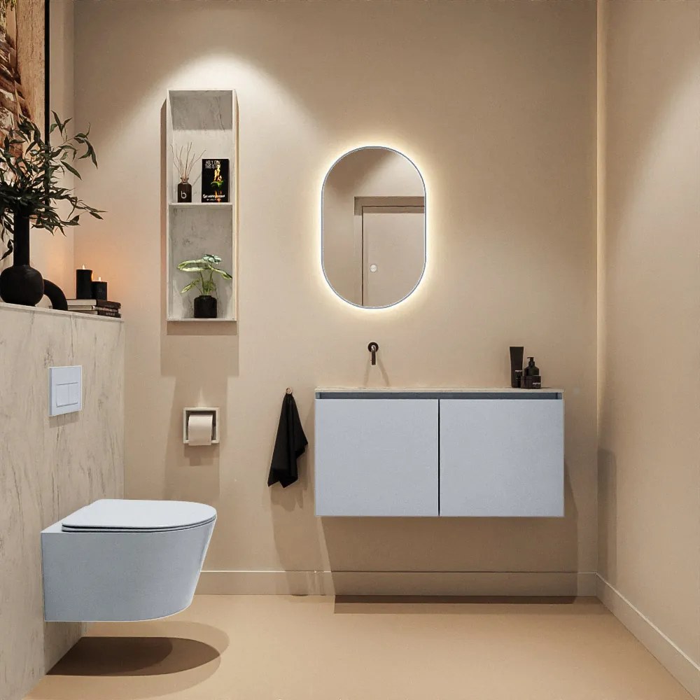 Mondiaz Ture DLux toiletmeubel 100cm clay met wastafel opalo links zonder kraangat