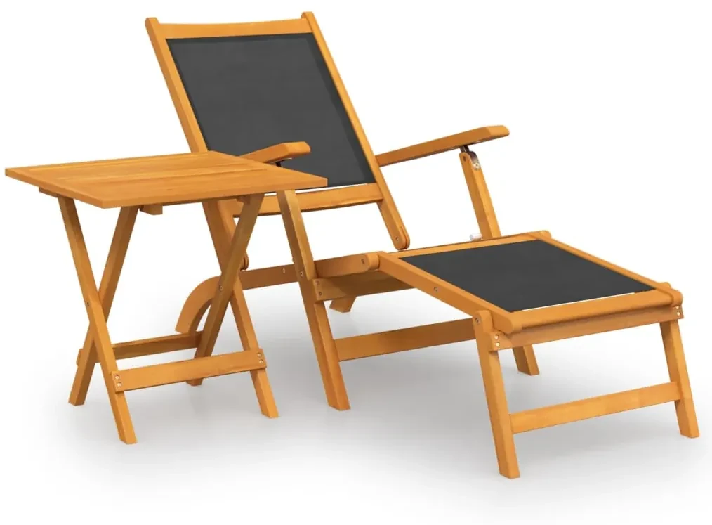 vidaXL Terrasstoel met tafel massief acaciahout en textileen