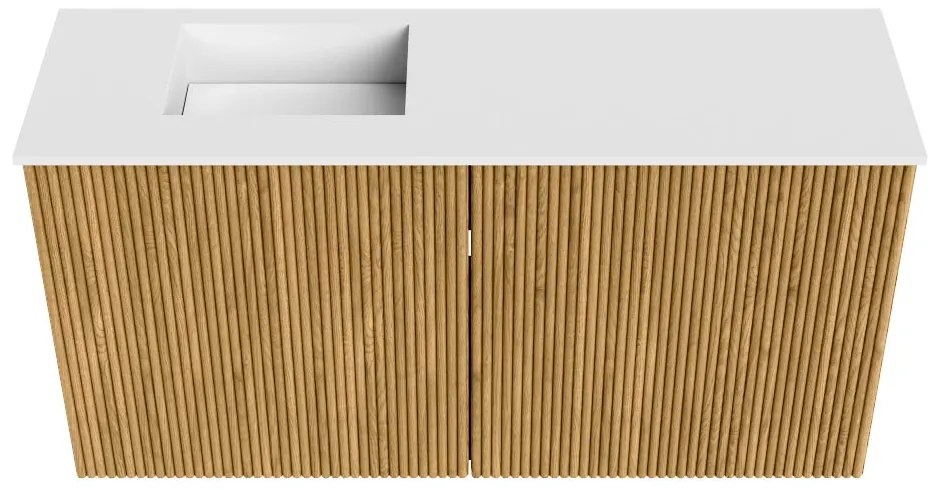 Mondiaz Joya 80cm toiletmeubel oak met wastafel faye links zonder kraangat talc