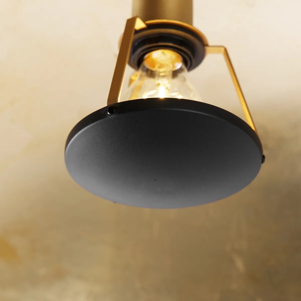 Smart plafondlamp met dimmer zwart met goud 60 cm incl. Wifi A60 - Emilienne Modern E27 rond Binnenverlichting Lamp