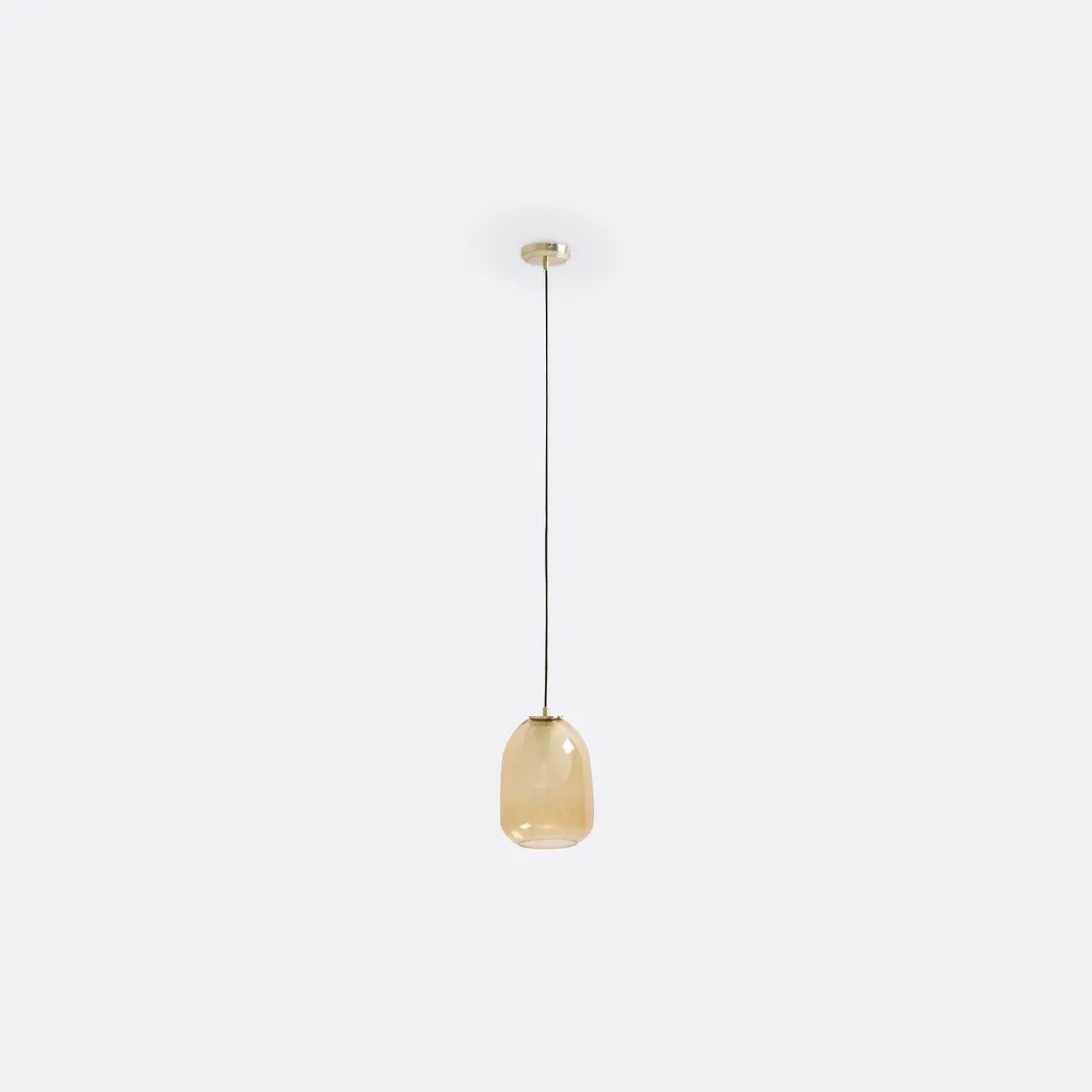 Hanglamp in messing en amber glasØ20 cm, Bumble