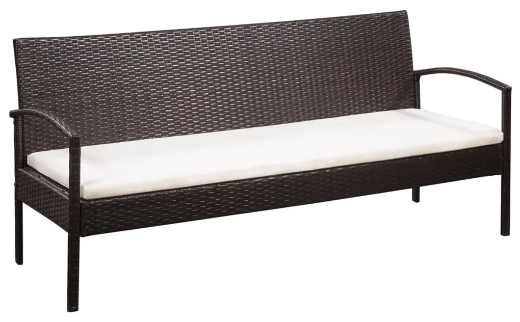 vidaXL 5-delige Loungeset met kussens poly rattan bruin