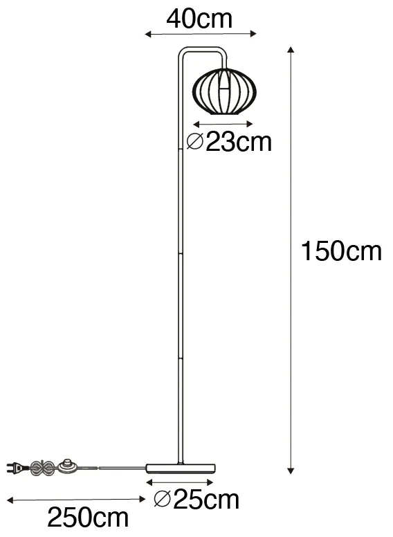 Industriële vloerlamp zwart 23 cm - Margarita Design E27 rond Binnenverlichting Lamp