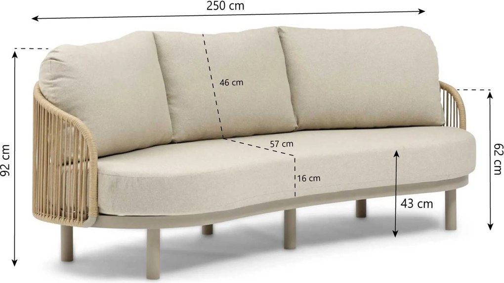 Stoel en Bank Loungeset 5 personen Rope Zand/Beige Coco Amici