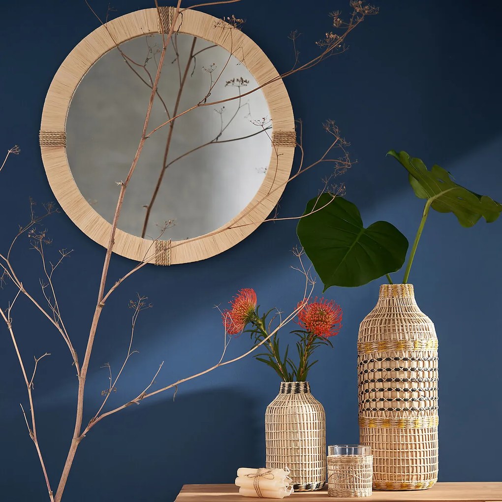 Decoratieve vaas in bamboe H42 cm Plooming