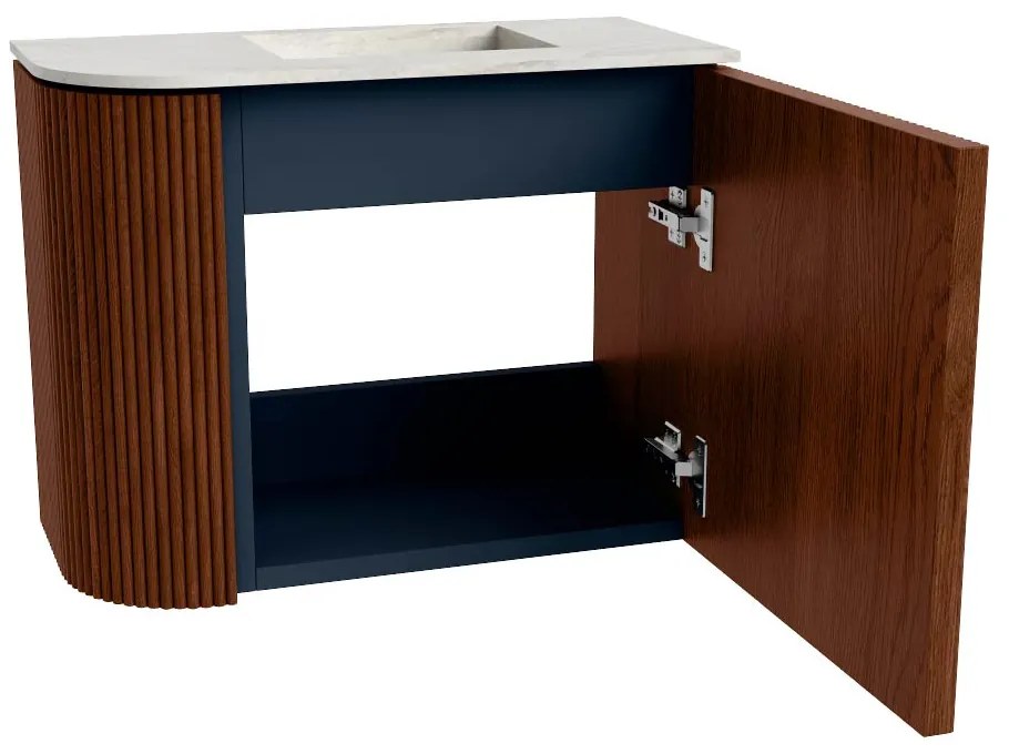 Mondiaz Joya DLux 50cm toiletmeubel ronding links ruby met wastafel faye rechts 1 kraangat opalo
