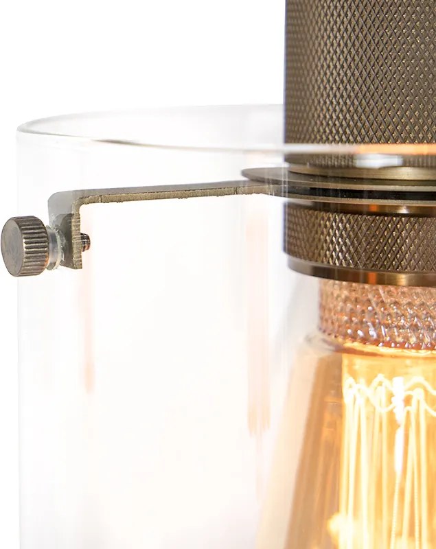 Scandinavische hanglamp brons met glas 4-lichts - Dome