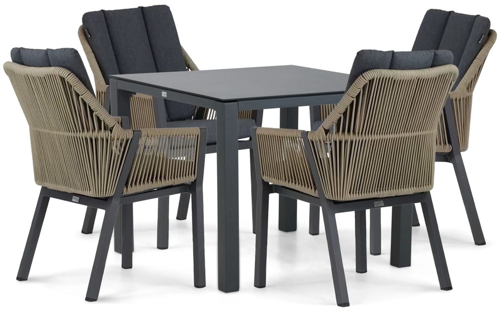 Tuinset 4 personen 90 cm Aluminium/rope Taupe Lifestyle Garden Furniture Verona/Mateo