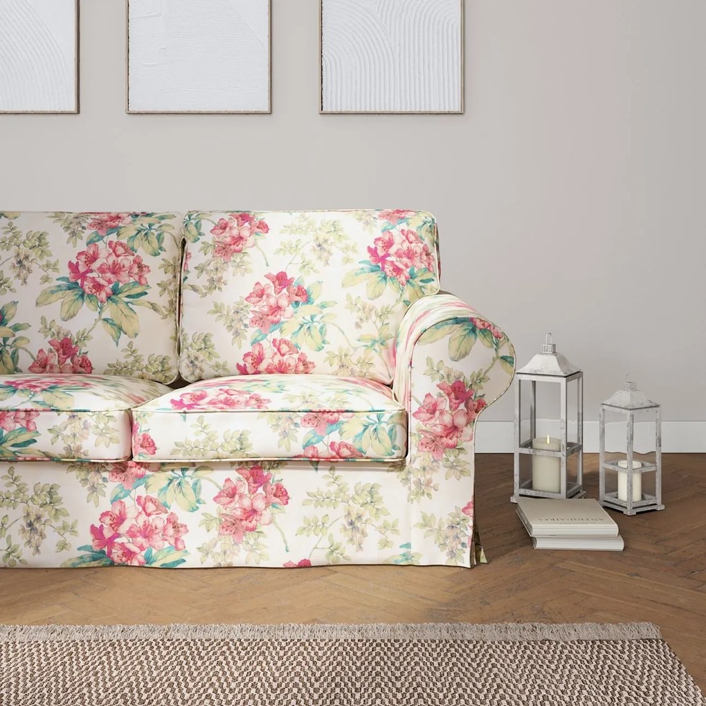 Dekoria IKEA hoes voor Ektorp 2-zits slaapbank - NIEUW model, roze-ecru