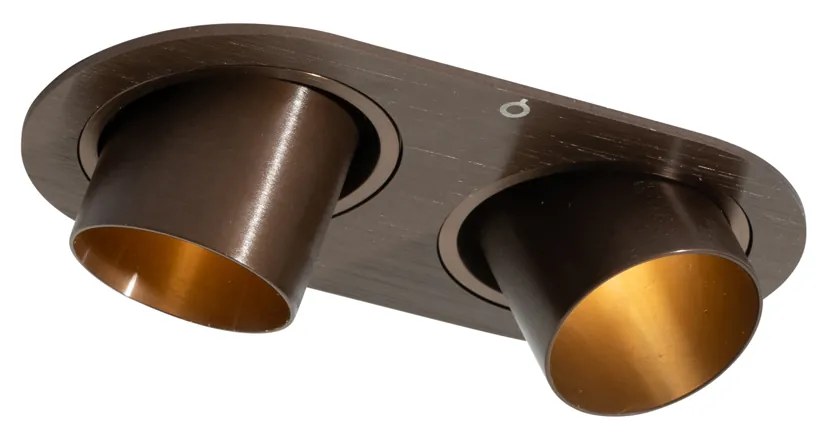 Afgeronde inbouwspot donkerbrons GU10 35mm kantelbaar 2-lichts - Installa Modern GU10 ovaal Binnenverlichting Lamp