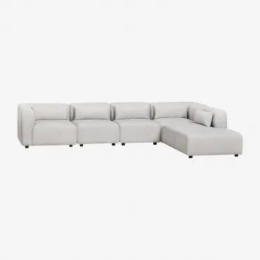 5-delige Modulaire Bank Met Rechter Chaise Longue Fogler Stof Lichtgrijze - Sklum