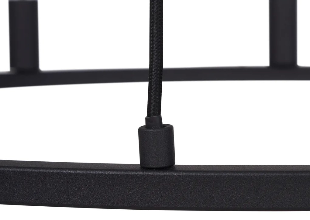 Industriële hanglamp zwart 9-lichts - Knight