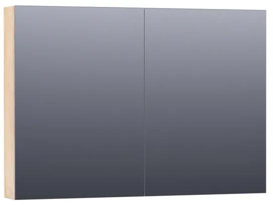 Saniclass Dual Spiegelkast - 100x70x15cm - 2 links- rechtsdraaiende spiegeldeur - MFC - sahara 7189