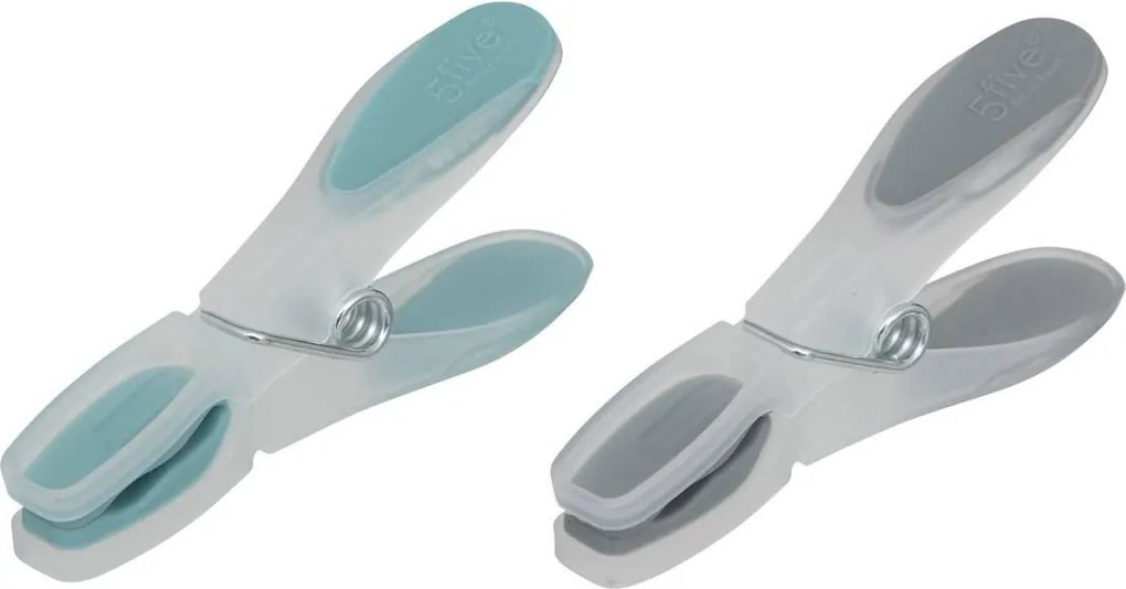 5Five Wasknijpers - 24 stuks - Grijs en Blauw - 8 cm