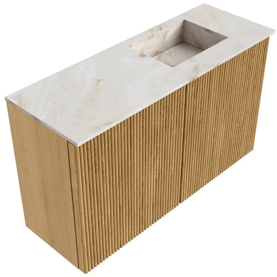Mondiaz Joya DLux 70cm toiletmeubel oak met wastafel faye rechts zonder kraangat frappe