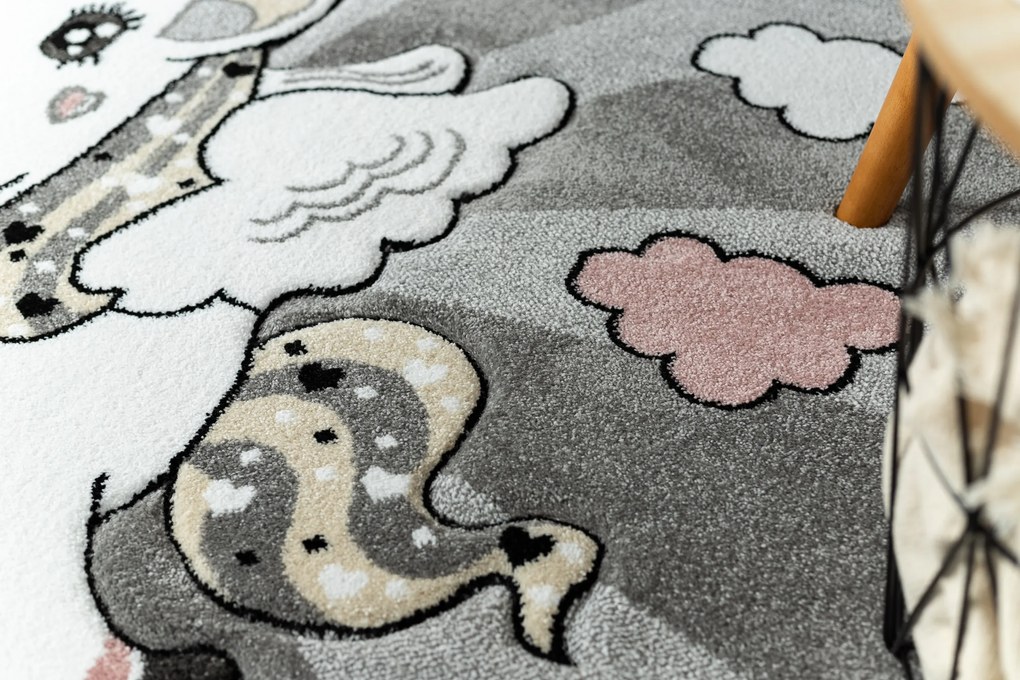 Tapijt PETIT UNICORN EENHOORN ROND grijskleuring