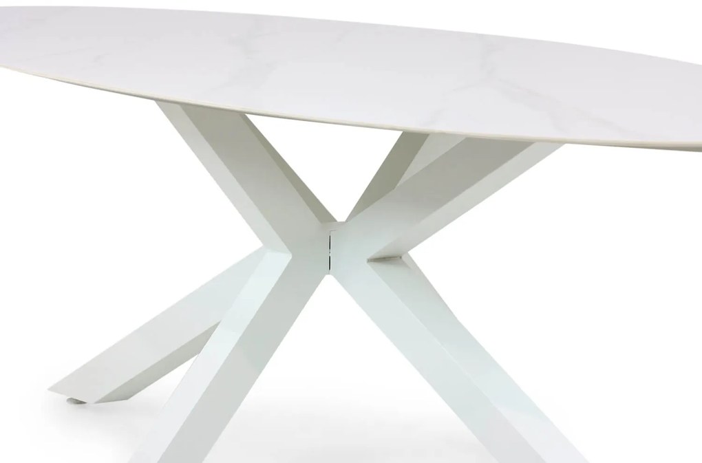 Dining Tuintafel ovaal 240 x 107 cm Aluminium/keramiek Wit Santika Ellisse