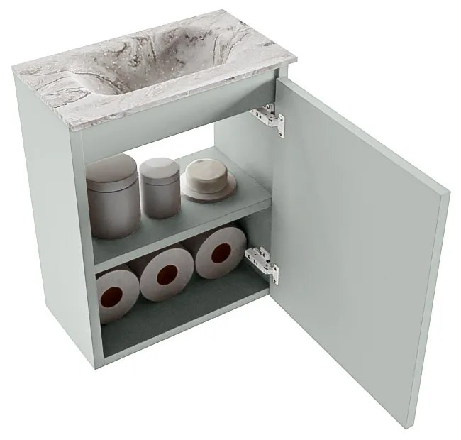 Mondiaz Ture DLux toiletmeubel 40cm greey met wastafel glace midden zonder kraangat